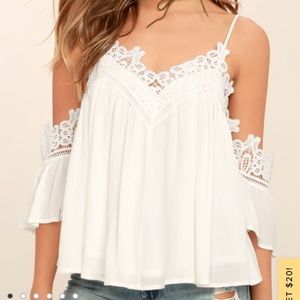 Lulu’s Daily Devotion White Lace Cold Shoulder Top